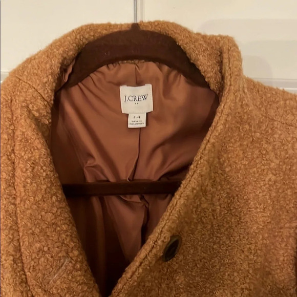 Tan Teddy Jacket with Stand-Up Collar and Textured Material - Picture 3 of 5